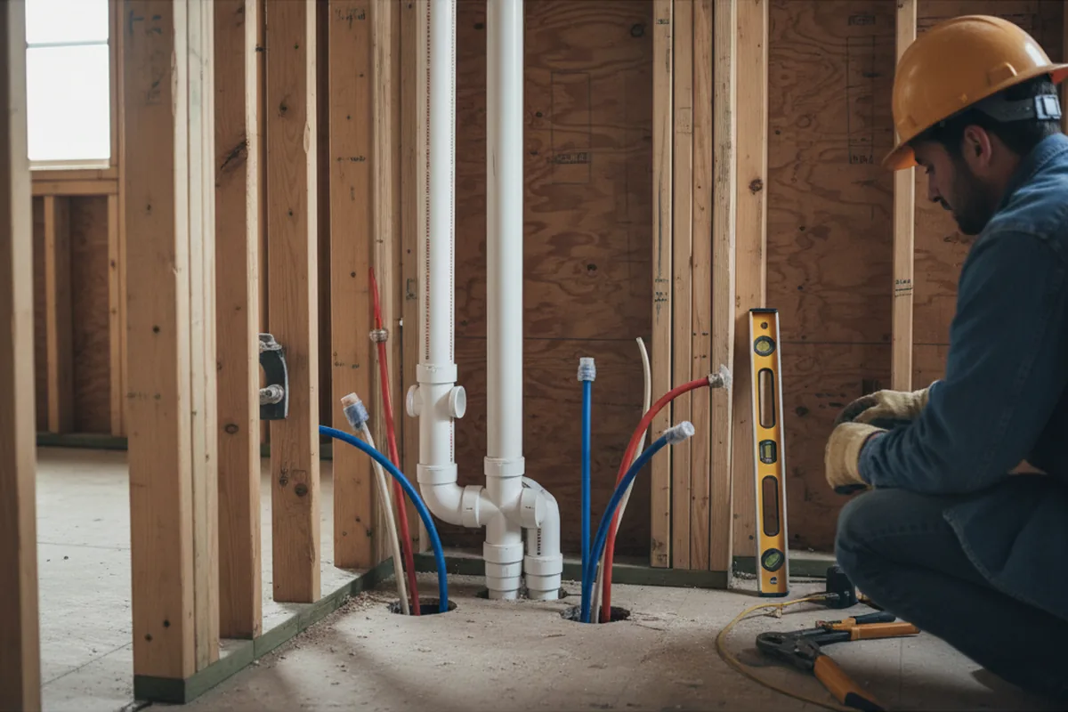 Drain and supply rough-in during Drain Cleaning in Garfield